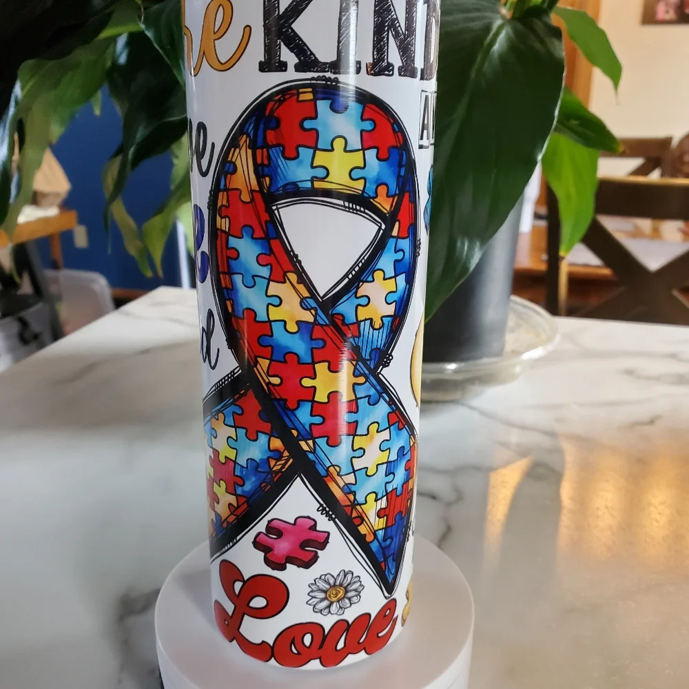 Autism Awareness inspire, KINDNESS 20oz Tumbler with duo lids 🎉sale